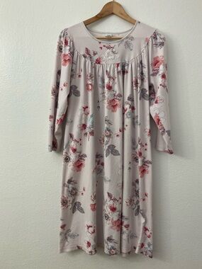 Calida Women’s Floral Light Pink Purple Long Sleeve Nightgown